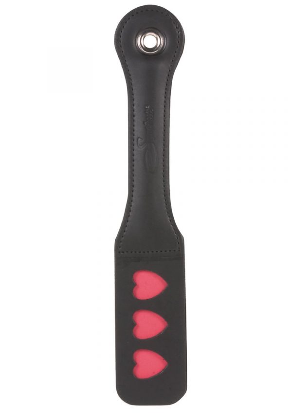 Leather Impression Paddle Heart 12 Inch Black