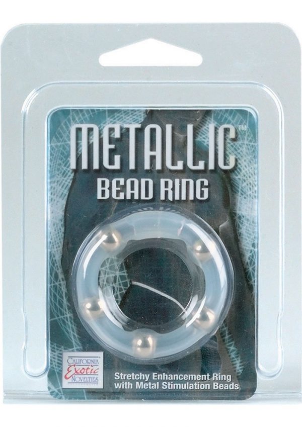 Metallic Bead Ring Silicone Cock Ring Clear