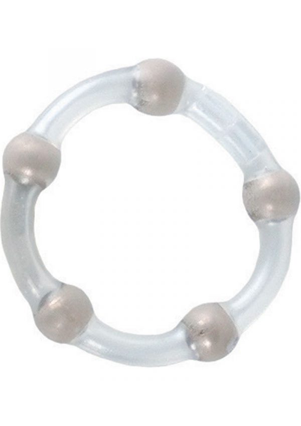 Metallic Bead Ring Silicone Cock Ring Clear