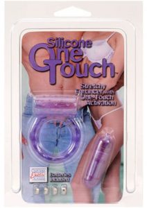 One Touch Nubby Stretchy Enhancer With Removable Reusable Micro Stimulator Purple