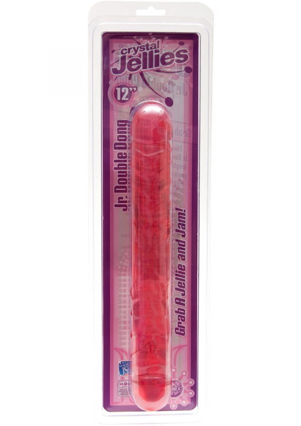 Crystal Jellies Jr Double Dong Sil A Gel 12 Inch Pink