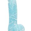 Addiction Toy Collection Luke Silicone Realistic Dildo With Balls Glow In The Dark Blue 7.5 Inch