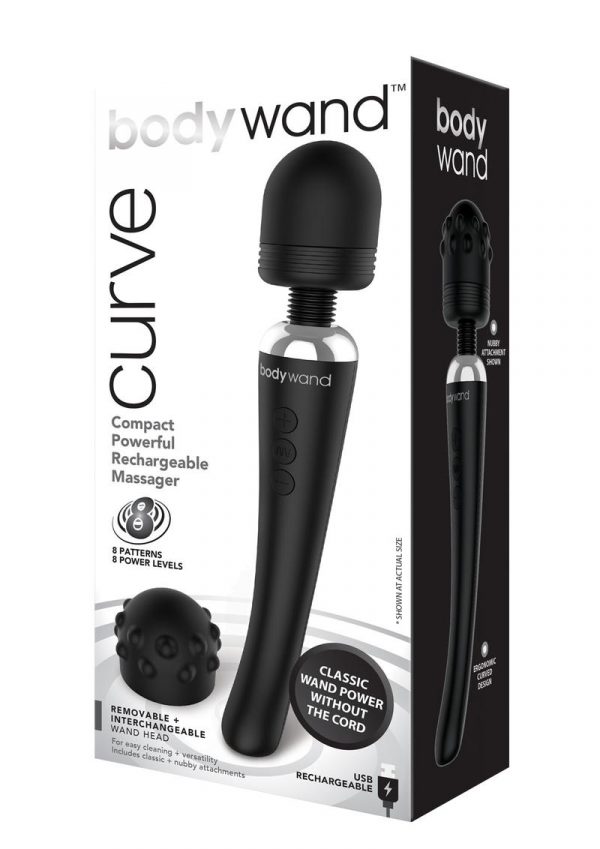 Bodywand Curve Silicone Massager Black 9 Inch