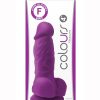 Colours Pleasure 4in Purple Silicone Dildo With Balls Realistic Non-Vibrating Suction Cup Base