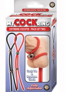 My Cockring Rubber Adjustable Extreme Cocktie Waterproof Black And Red 2 Per Pack