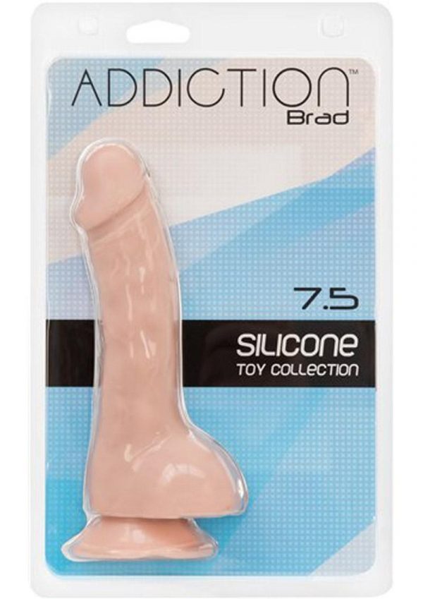 Addiction Toy Collection Brad Silicone Realistic Dildo With Balls Flesh 7.5 Inch