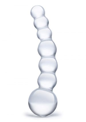 Curved Beaded Dildo Glass Clear 5 Inches