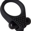 Black Knight Vibrating Textured Cockring Waterproof Black
