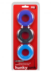 Hunkyjunk HUJ3 Silicone Blend C-Rings 3 Each Per Pack Cobalt/Tar/T Blue