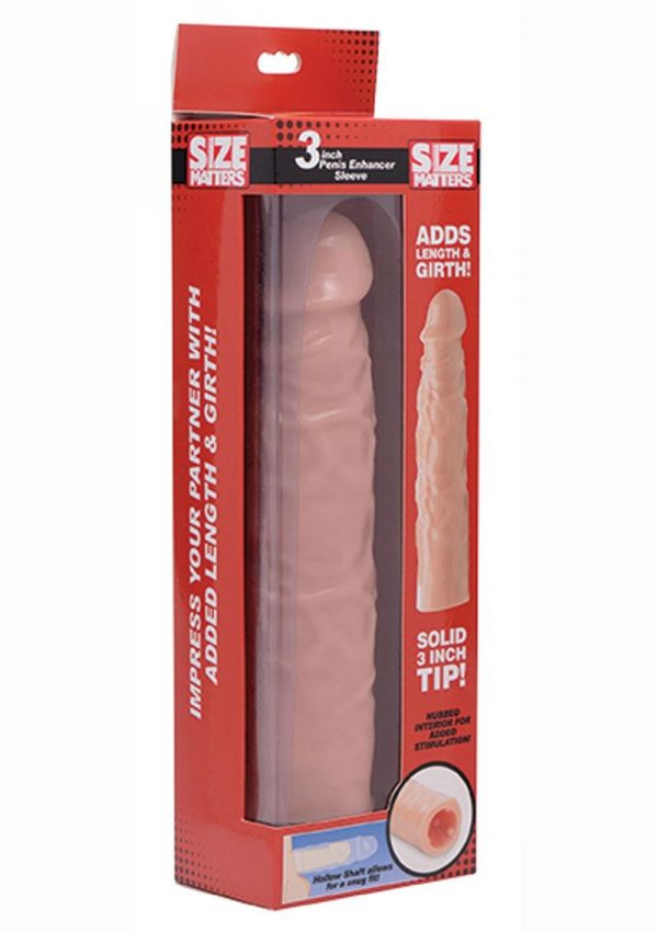 Size Matters 3 Inch Penis Enhancer Sleeve Flesh 8.5 Inches