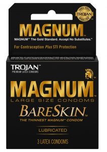 Trojan Magnum Bareskin Lubricated Latex Condoms 3-Pack Large