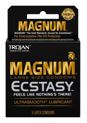 Trojan Magnum Ecstasy Ultra Smooth Lubricant Latex Condoms 3-Pack