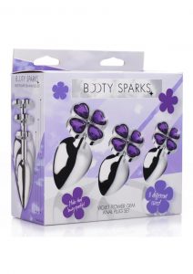 Booty Sparks Violet Flower Gem Plug Set 3 Piece Kit Nickel Free