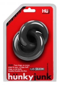 Duo Link Cockring/Ball Ring Silicone Non Vibrating Black