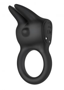 The Rabbit Love Ring Silicone Couples Ring USB Rechargeable Waterproof Black