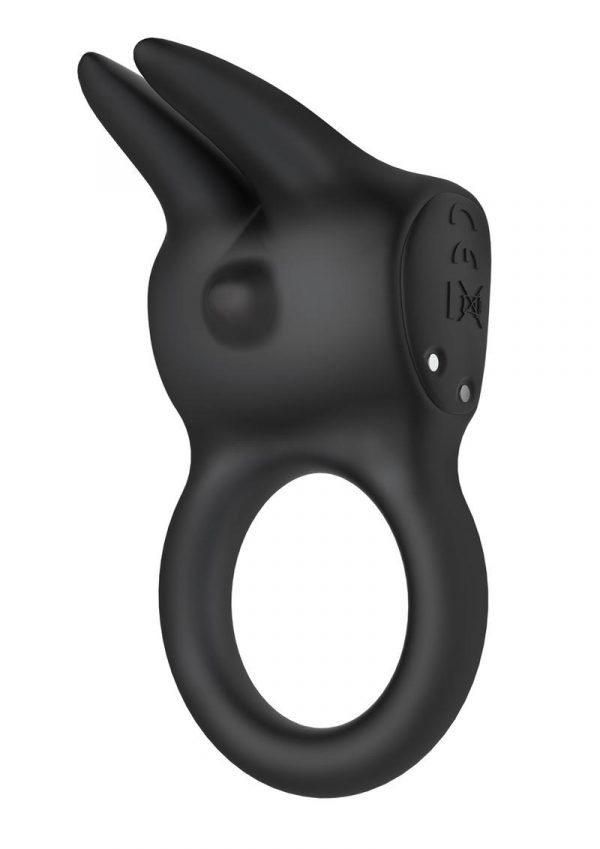 The Rabbit Love Ring Silicone Couples Ring USB Rechargeable Waterproof Black