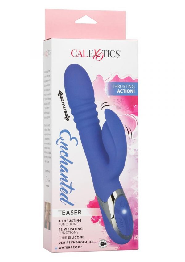 Enchanted Teaser Vibrator Thrusting Silicone Rechargeable Blue