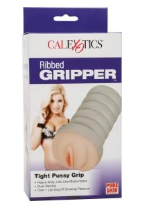 Ribbed Gripper Tight Pussy Dual Dense Textured Masturbator Stroker Ivory 6 Inches