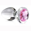 Booty Sparks Pink Gem Glass Anal Plug - Medium - Pink