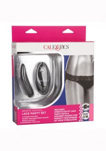 Calexotics Silicone Rechargeable Lace Panty Vibrator With Remote Contorl (3 Pieces) - S/M - Black