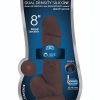 FleshStixxx Dual Density Silicone Bendable Dong With Balls 8in - Chocolate