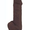 FleshStixxx Dual Density Silicone Bendable Dong With Balls 8in - Chocolate