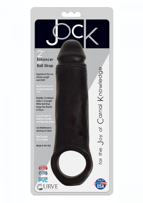 Jock Realistic Penis Enhancer With Ball Strap 2in - Black