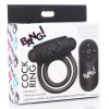 Bang! Silicone Rechargeable Cock Ring And Bullet With Remote Control - Black