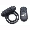 Bang! Silicone Rechargeable Cock Ring And Bullet With Remote Control - Black