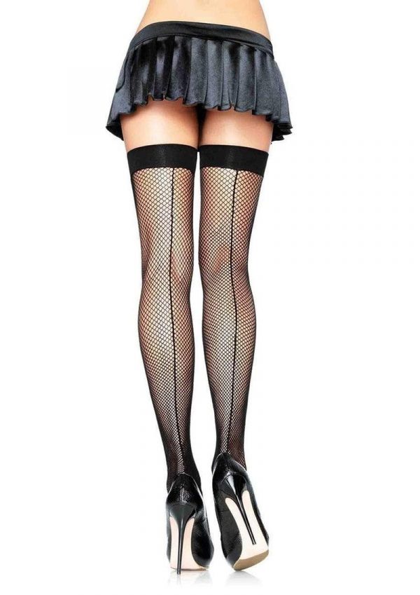 Leg Avenue Fishnet Stockings With Backseam - O/S - Black