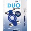 Zolo Rechargeable Duo Vibrating Silicone Cock Ring - Navy/Silver