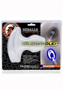 Glowhole 1 Light Up Hollow Silicone Buttplug - Small - Frost/Clear