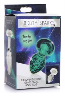 Booty Sparks Glow In The Dark Glass Anal Plug - Small - Clear