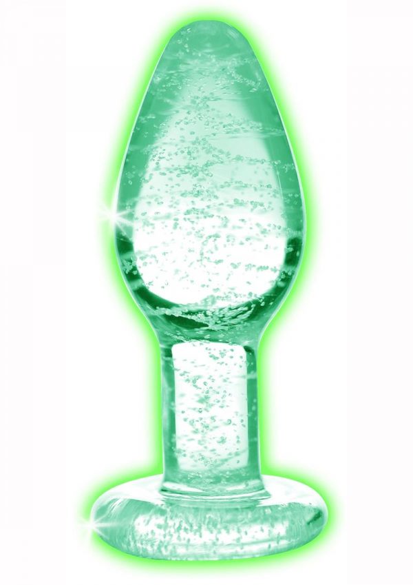 Booty Sparks Glow In The Dark Glass Anal Plug - Small - Clear