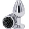 Rear Assets Rose Aluminum Anal Plug - Medium - Black/Silver