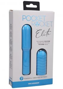 Pocket Rocket Elite Silicone Rechargeable Mini Vibrator With Removable Sleeve - Sky Blue