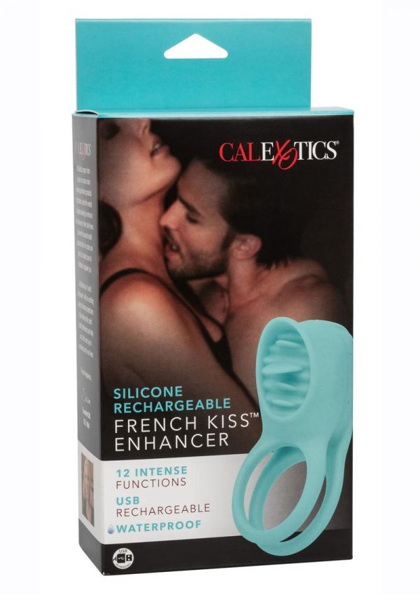 French Kiss Enhancer Silicone Rechargeable Cock Ring - Blue