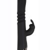 Rapid Rabbit Rechargeable Silicone Thrusting Rabbit Vibrator - Black