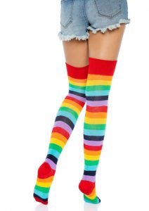 Leg Avenue Lycra Acrylic Rainbow Thigh High - O/S - Multicolor