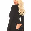 Leg Avenue Cozy Brushed Rib Long Johns with Cheeky Snap Closure Back Flap - Medium/Large - Black