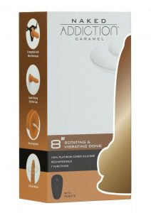 Naked Addiction Silicone Rechargeable Vibrating and Rotating Dildo with Remote Control 8in - Caramel