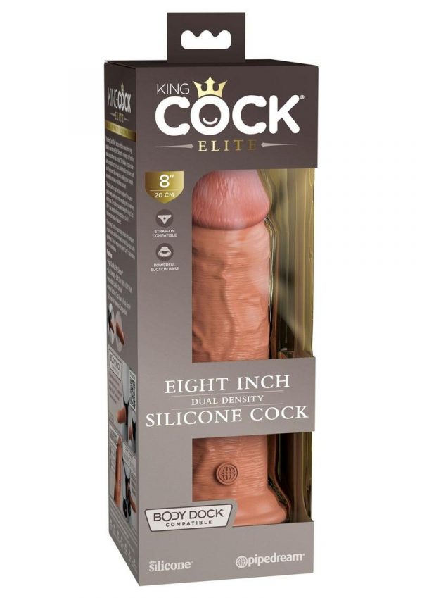 King Cock Elite Dual Density Silicone Dildo 8in - Caramel