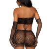 Leg Avenue Strappy Lace Tube Dress and Matching Gloves (2 pieces) - O/S - Black
