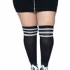 Leg Avenue Over The Knee Athletic Socks - 1X/2X - Black/White