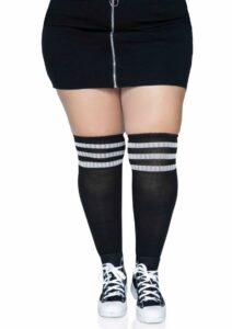 Leg Avenue Over The Knee Athletic Socks - 1X/2X - Black/White