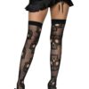 Leg Avenue Sugar Skull Net Thigh Highs - O/S - Black