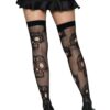 Leg Avenue Sugar Skull Net Thigh Highs - O/S - Black