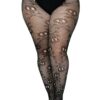 Leg Avenue Pirate Booty Skull Net Pantyhose - 1X/2X - Black
