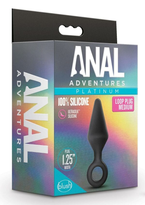 Anal Adventures Platinum Loop Plug - Medium - Black