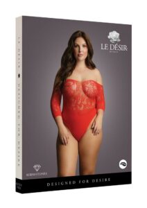 Le Desir Crotchless Rhinestone Teddy - Queen - Red